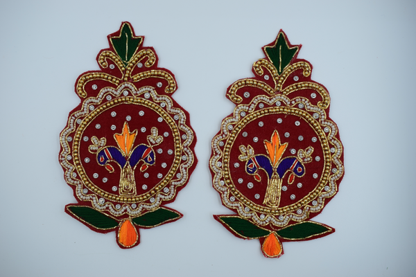 Red color fancy peacock buti(1 pair)