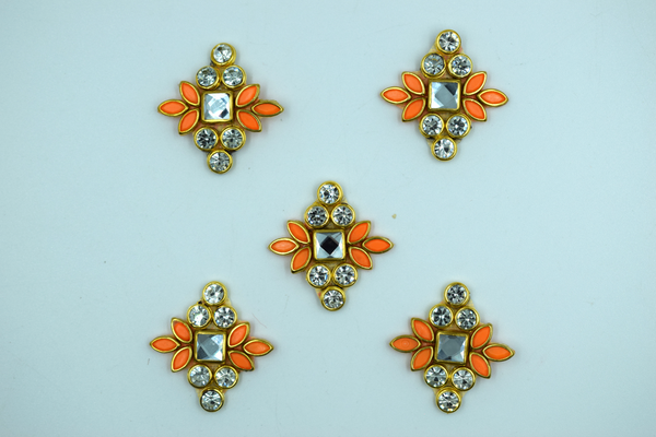 Orange color kundan buti(10 pc)
