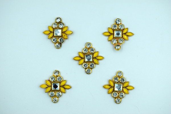 Yellow color Diamond Shaped Kundan Buti For Decoration(Pack of 10 pcs)