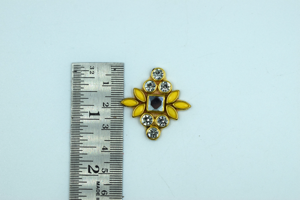 Yellow color Diamond Shaped Kundan Buti For Decoration(Pack of 10 pcs)