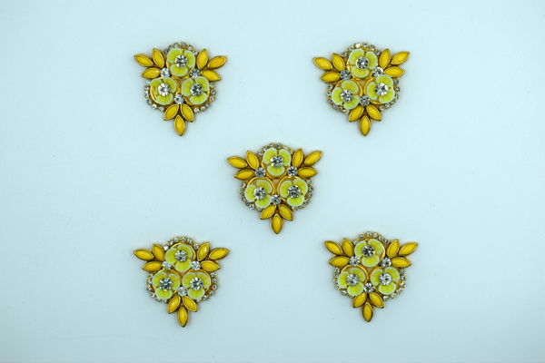 Yellow color Triangle Shaped Kundan Buti For Decoration(Pack of 10 pcs)