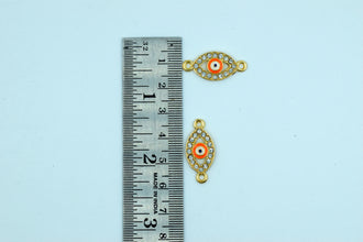 Stone Studded Orange Evil Eye Shaped Rakhi pendant (Pack of 12)