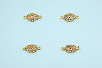 Stone Studded Orange Evil Eye Shaped Rakhi pendant (Pack of 12)