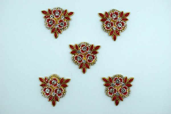 Red color Triangle Shaped Kundan Buti For Decoration(Pack of 10 pcs)