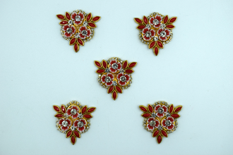 Red color Triangle Shaped Kundan Buti For Decoration(Pack of 10 pcs)