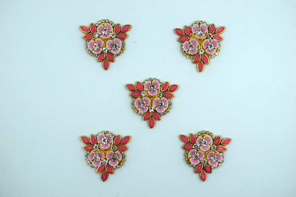 Pink color Triangle Shaped Kundan Buti For Decoration(Pack of 10 pcs)