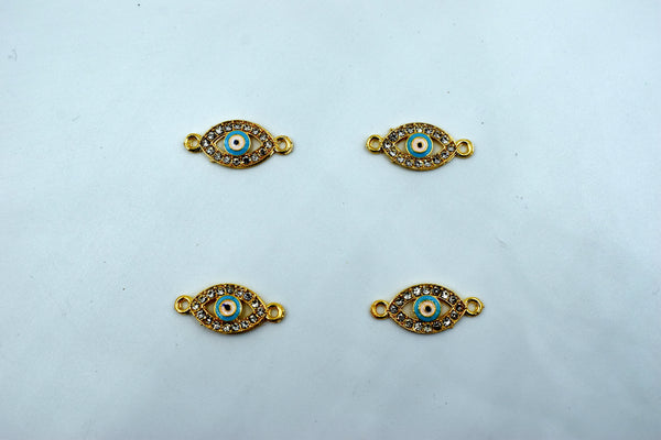 Stone Studded Sky Blue Evil Eye Shaped Rakhi pendant (Pack of 12)