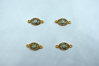 Stone Studded Sky Blue Evil Eye Shaped Rakhi pendant (Pack of 12)