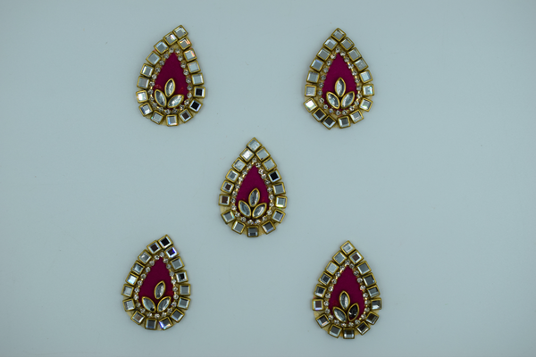 Pink color Tilak Shaped Kundan Buti For Decoration(Pack of 10 pcs)