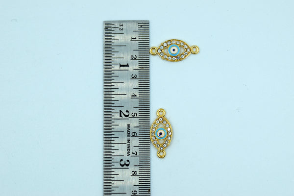 Stone Studded Sky Blue Evil Eye Shaped Rakhi pendant (Pack of 12)