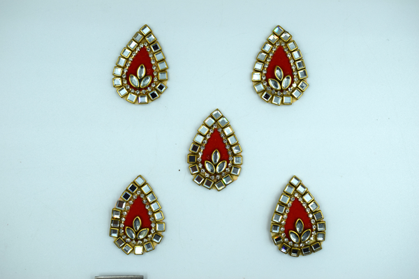 Red color Tilak Shaped Kundan Buti For Decoration(Pack of 10 pcs)
