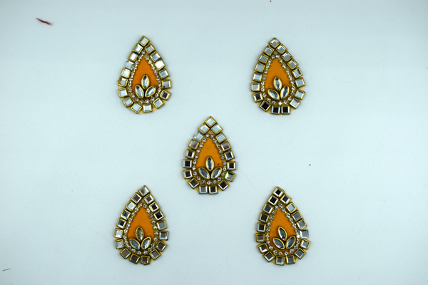 Yellow color Tilak Shaped Kundan Buti For Decoration(Pack of 10 pcs)