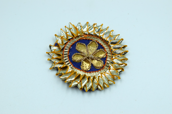 Navy Blue  Color Coin Size Gota Patch With Lace (10 Pc)