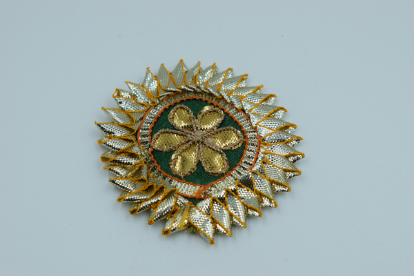 Dark Green  Color Coin Size Gota Patch With Lace (10 Pc)