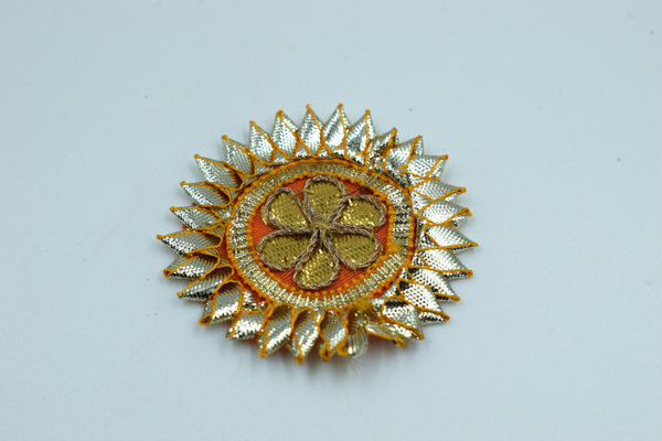 Orange  Color Coin Size Gota Patch With Lace (10 Pc)