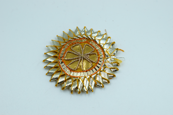 Yellow  Color Coin Size Gota Patch With Lace (10 Pc)