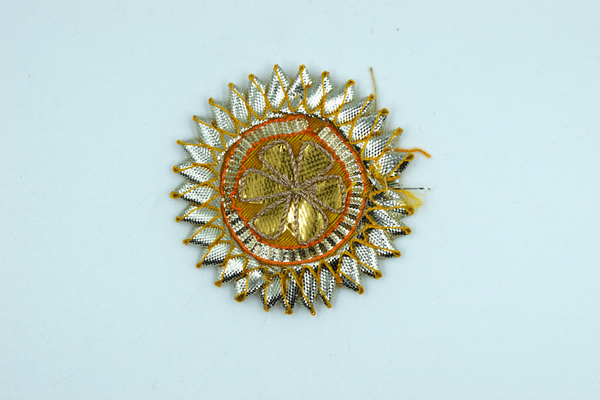 Yellow  Color Coin Size Gota Patch With Lace (10 Pc)