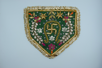 Green Color Flag Shape Gota Patch With Sathiya (2 Pc)