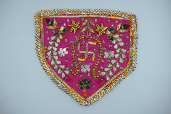 Dark Pink Color Flag Shape Gota Patch With Sathiya (2 Pc)