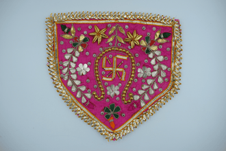Dark Pink Color Flag Shape Gota Patch With Sathiya (2 Pc)