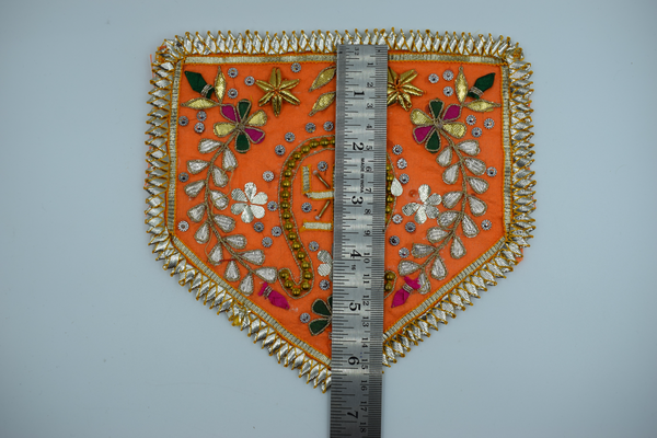 Orange Color Flag Shape Gota Patch With Sathiya (2 Pc)