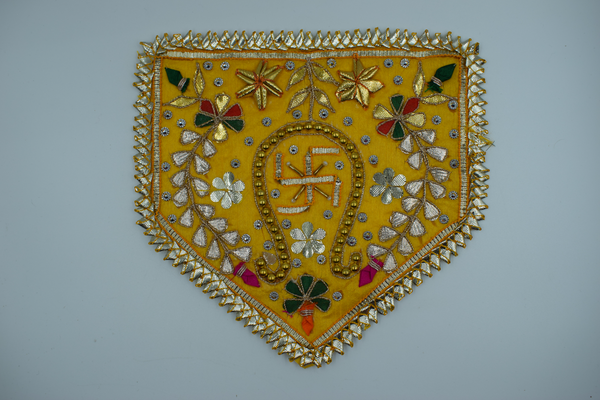 Yellow Color Flag Shape Gota Patch With Sathiya (2 Pc)