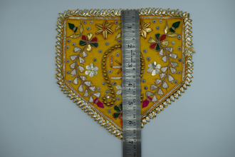 Yellow Color Flag Shape Gota Patch With Sathiya (2 Pc)