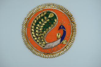 Orange Color Unique Peacock Design Gota Patch 6 Inch(2 Pc)