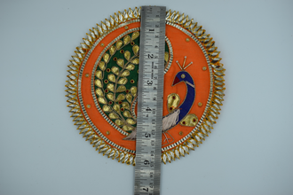 Orange Color Unique Peacock Design Gota Patch 6 Inch(2 Pc)