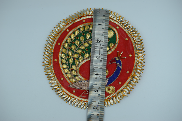 Red Color Unique Peacock Design Gota Patch 6 Inch(2 Pc)