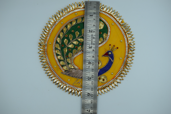 Yellow Color Unique Peacock Design Gota Patch 6 Inch(2 Pc)