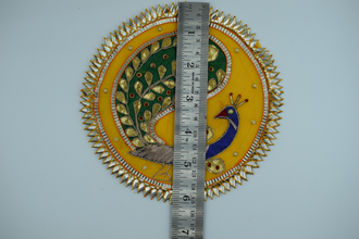 Yellow Color Unique Peacock Design Gota Patch 6 Inch(2 Pc)
