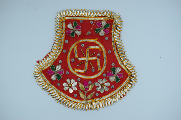 Red Color Flag Design Gota Patch With Sathiya (2 Pc)