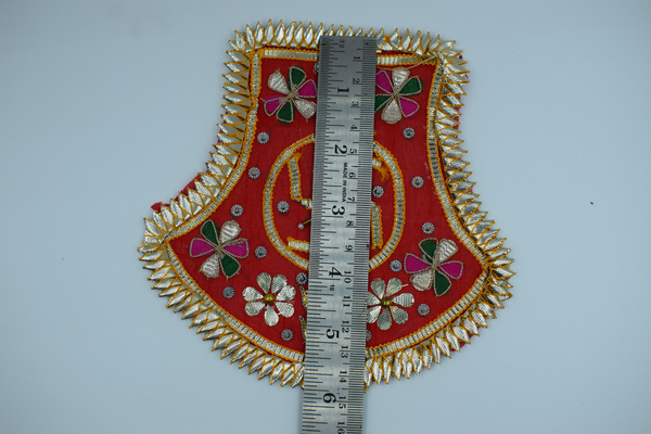 Red Color Flag Design Gota Patch With Sathiya (2 Pc)