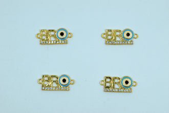 Bro With Sky Blue Evil Eye Rakhi pendant (Pack of 12)
