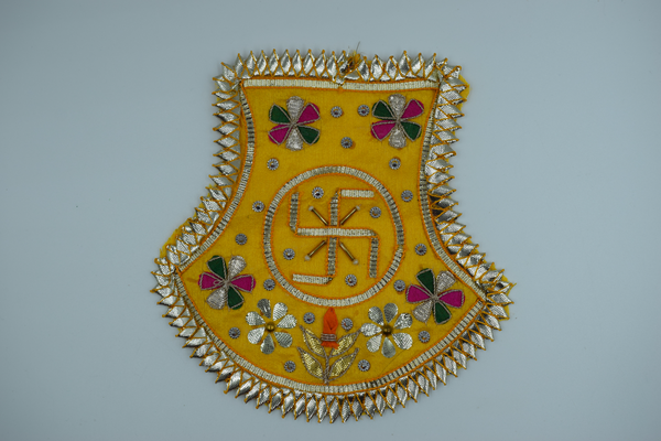 Yellow Color Flag Design Gota Patch With Sathiya (2 Pc)