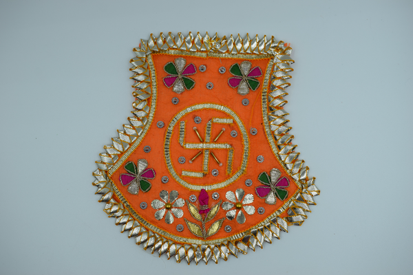 Orange Color Flag Design Gota Patch With Sathiya (2 Pc)