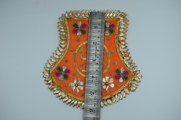 Orange Color Flag Design Gota Patch With Sathiya (2 Pc)