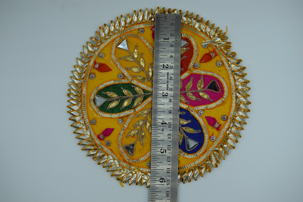 Yellow Base Multicolor Flower Design Fancy Gotapatti Patch 6 Inch (2 Pc)