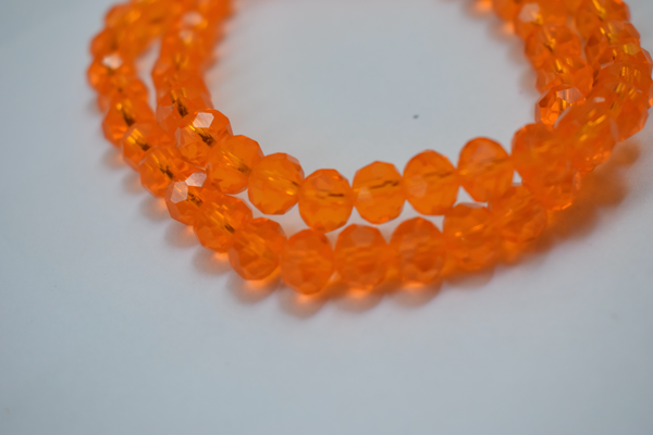 Transparent Light Orange Color Glass Tyre Crystal Beads Per String (8 mm)