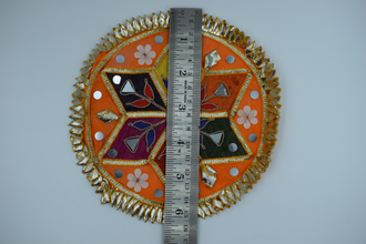Orange Base Multicolor Star Design Gotapatti Patch 6 Inch (2 Pc)