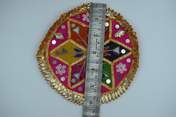 Dark Pink Base Multicolor Star Design Gotapatti Patch 6 Inch (2 Pc)