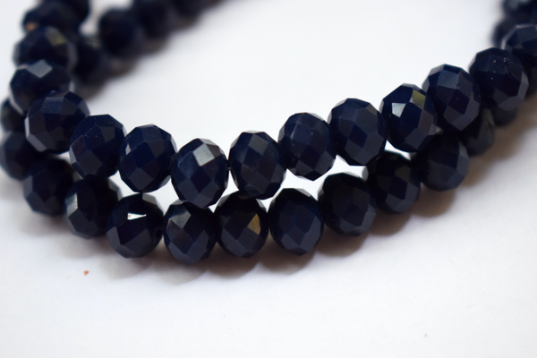 Opaque Royal Blue Color Glass Tyre Crystal Beads Per String (8 mm)
