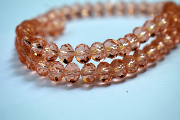Transparent Baby Pink Color Glass Tyre Crystal Beads Per String (8 mm)