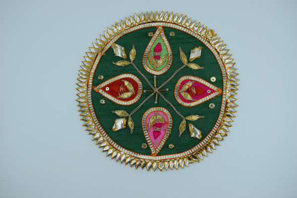 Green Base Star Design Gotapatti Patch 6 Inch(2 Pc)
