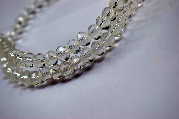 Transparent White Color Glass Tyre Crystal Beads Per String (8 mm)