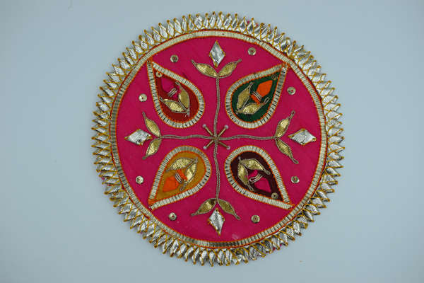 Dark Pink Base Star Design Gotapatti Patch 6 Inch(2 Pc)
