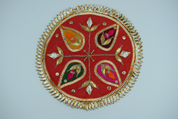 Red Base Star Design Gotapatti Patch 6 Inch(2 Pc)
