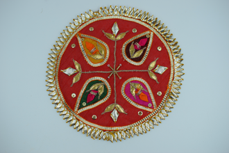 Red Base Star Design Gotapatti Patch 6 Inch(2 Pc)