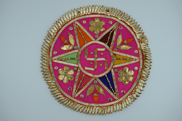 Pink Base Star Design With Sathiya Gotapatti Patch 6 Inch(2 Pc)